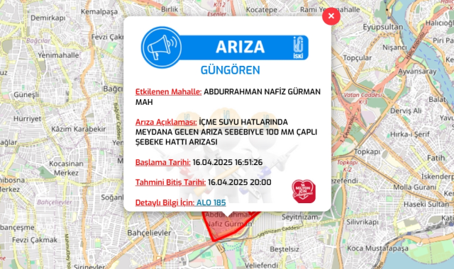 İstanbul GÜNGÖREN su kesintisi! 16-17 Nisan İSKİ Güngören su kesintisi ne zaman bitecek, sular ne zaman gelecek?