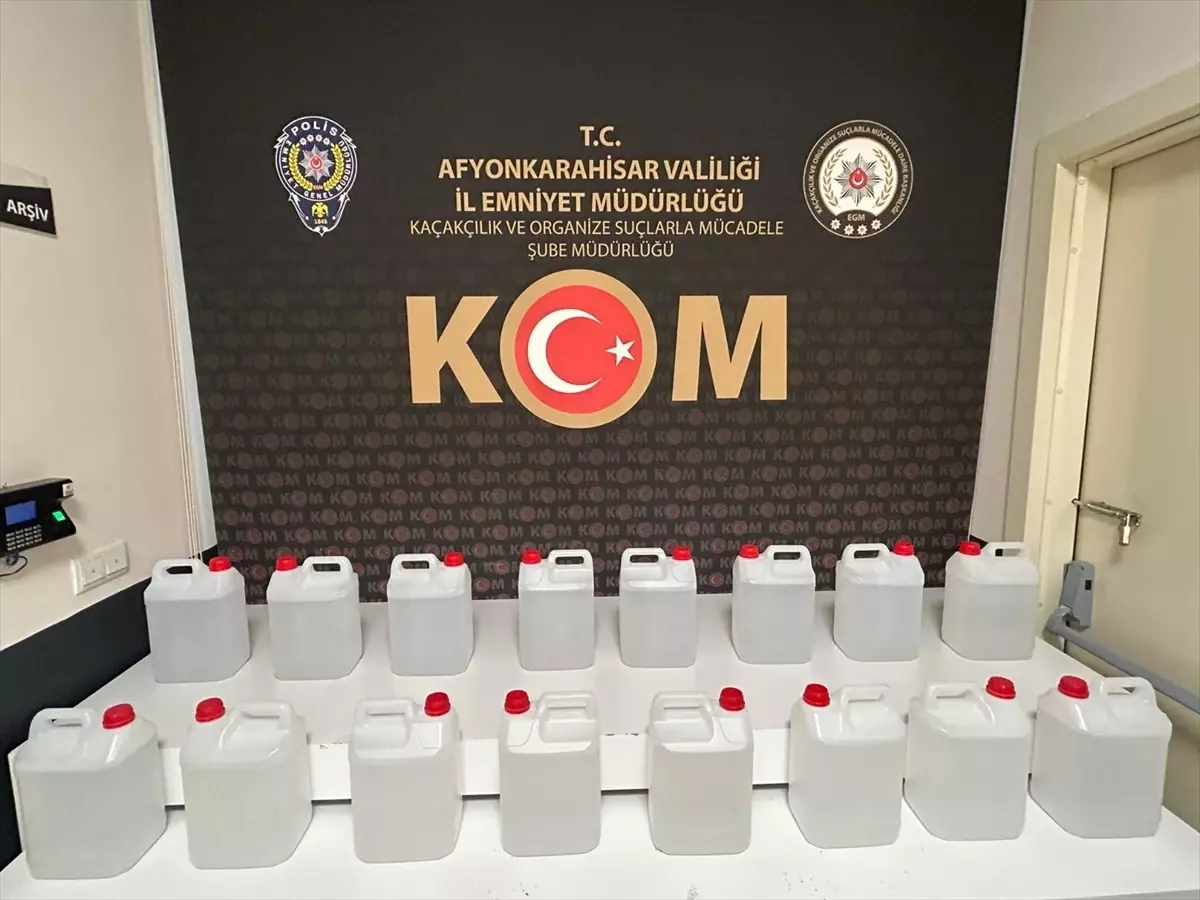 Afyonkarahisar'da İş Yerinde 80 Litre Etil Alkol Ele Geçirildi