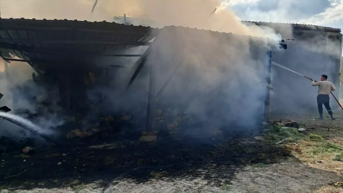 Mudurnu'da Yangın: Samanlıkta Bin Balya Saman Yandı