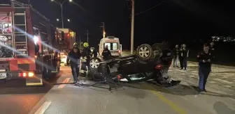 Bolu'da Takla Atan Araç Yanarak Yangın Çıkardı, 1 Yaralı