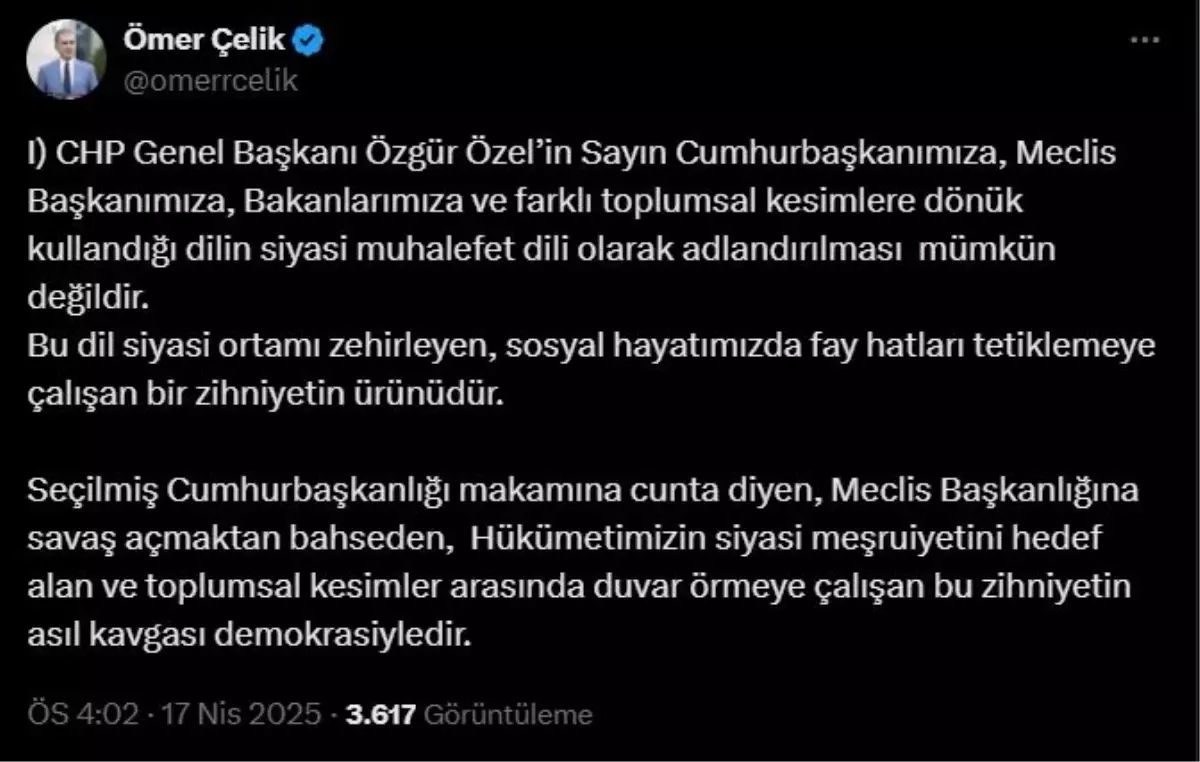 AK Parti'den CHP'ye Sert Eleştiriler