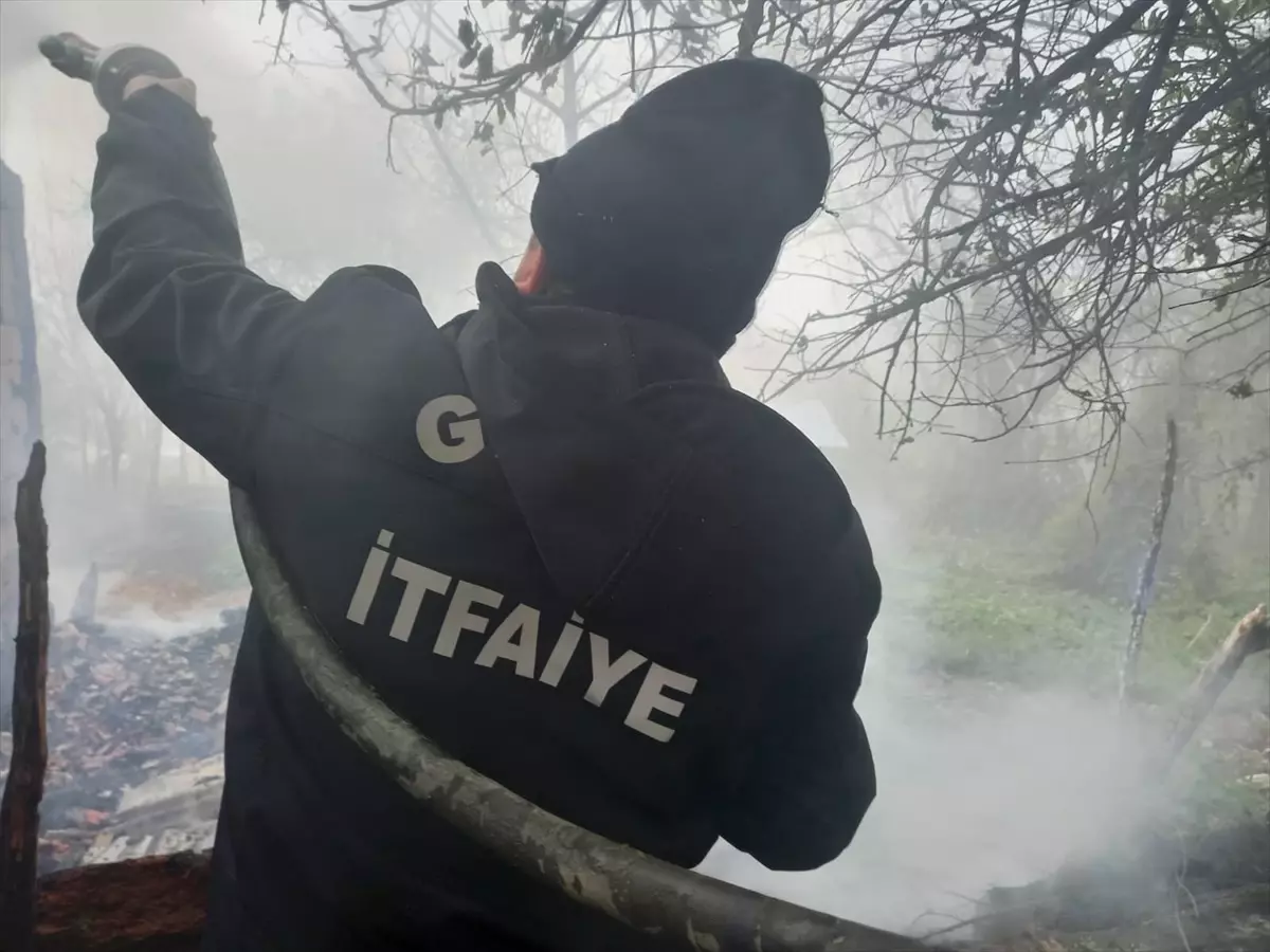 Gerze'de Ahır Yangını Söndürüldü