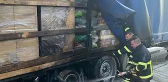 Babaeski'de Seyir Halindeki Tırda Yangın Çıktı