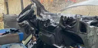 Nevşehir'de Seyir Halindeki Minibüs Yandı