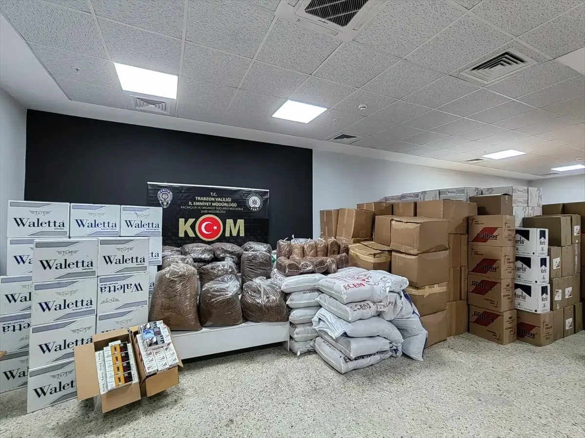 Trabzon'da Kaçakçılık Operasyonu: 3 Ton Tütün ve 1 Milyon Makaron Ele Geçirildi