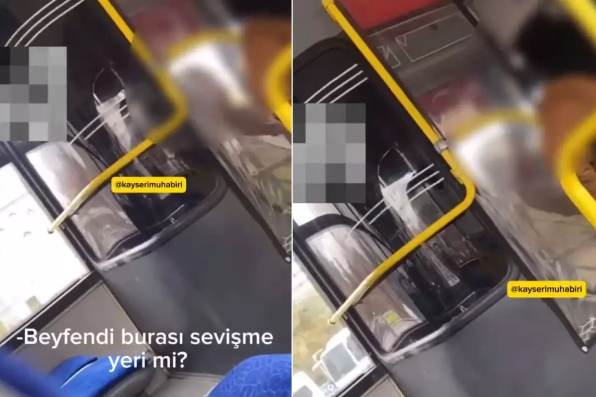 Otobüs şoförü eşini yanağından öpen kadına tepki: Sevişme yeri mi burası?