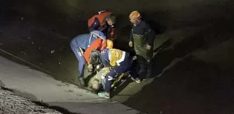 Suları çekilen Porsuk Çayı'na balıklama atladı