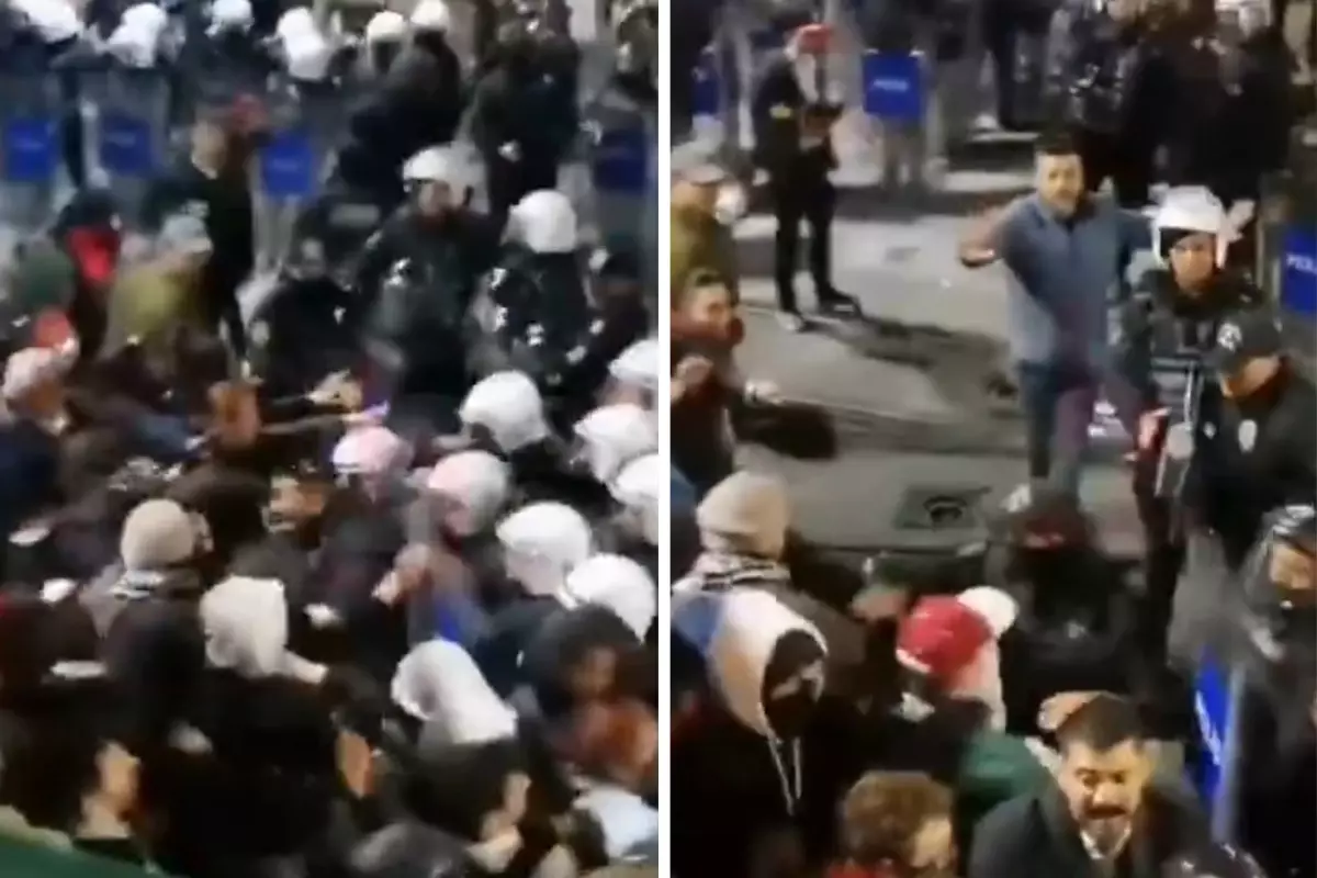 CHP'nin Taksim'deki Filistin yürüyüşünde arbede çıktı