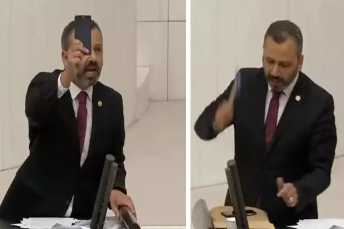 Meclis kürsüsünde çekiçle telefon kıran eski vekile tazminat cezası
