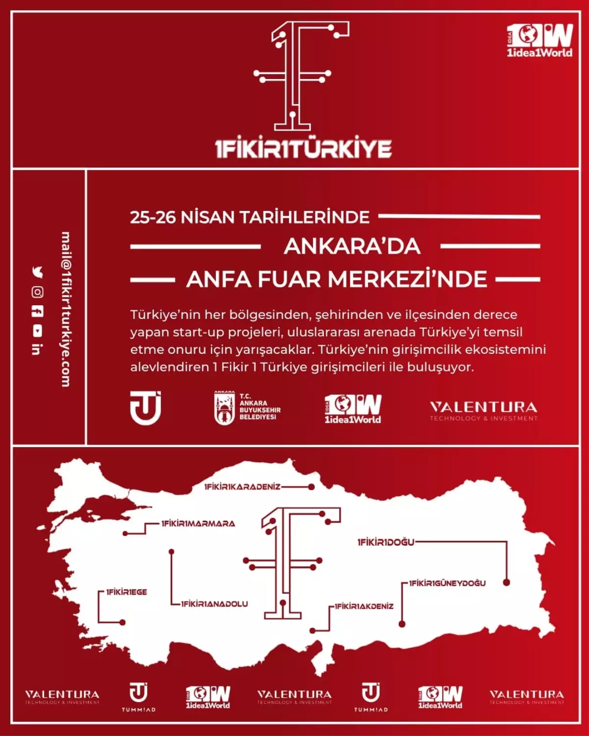 1 Fikir 1 Türkiye Bölgeler Türkiye Finali ve 1 Idea 1 World Yarışması Ankara'da gerçekleşiyor