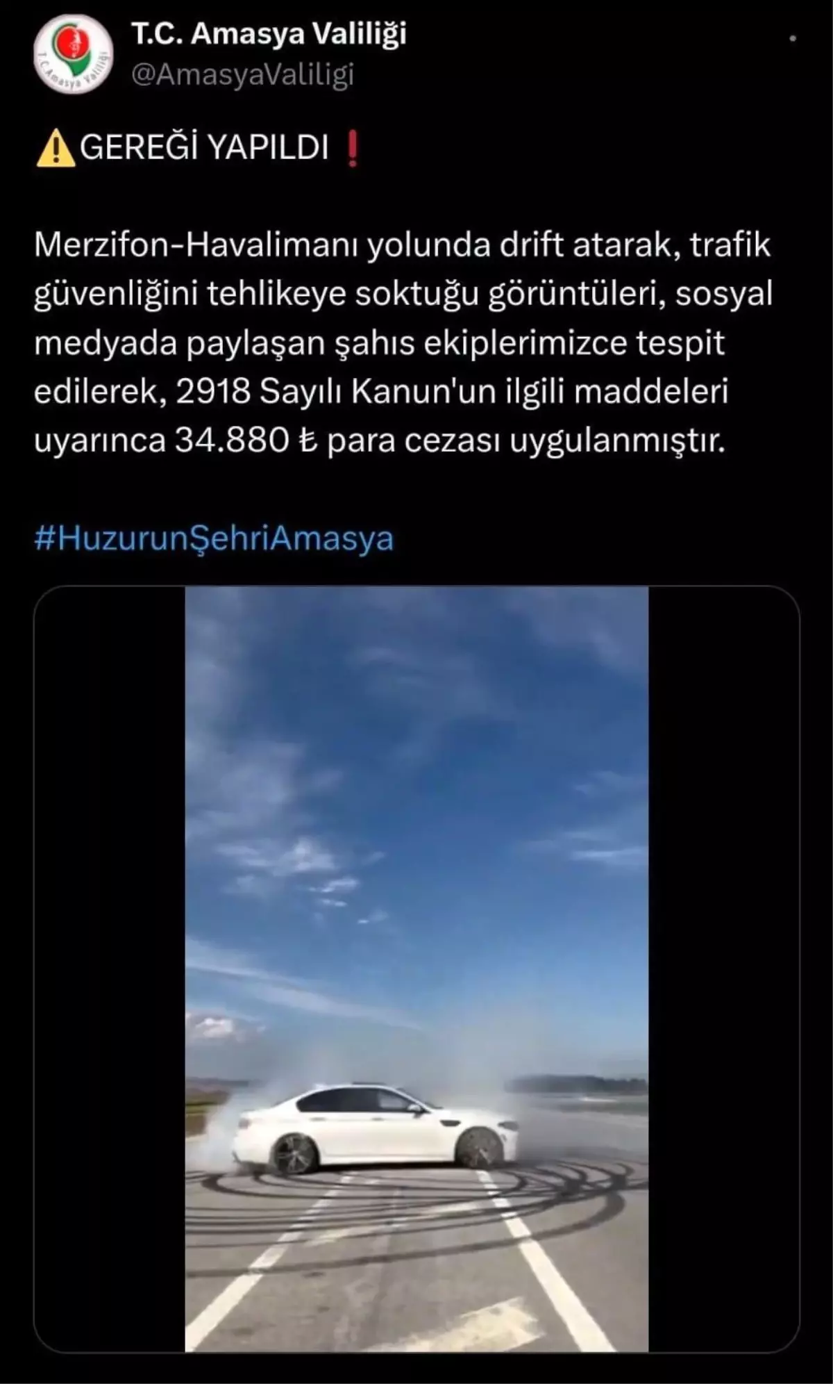 Drift Atan Sürücüye 34 Bin TL Ceza