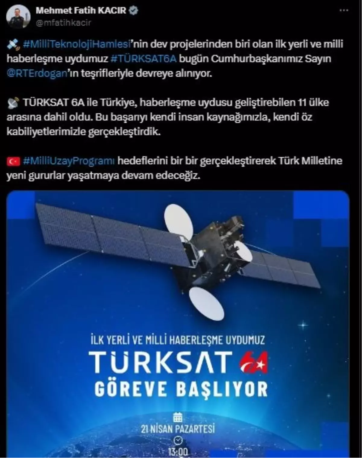 Türkiye, TÜRKSAT 6A ile Haberleşme Uydusu Geliştiren 11 Ülke Arasına Girdi
