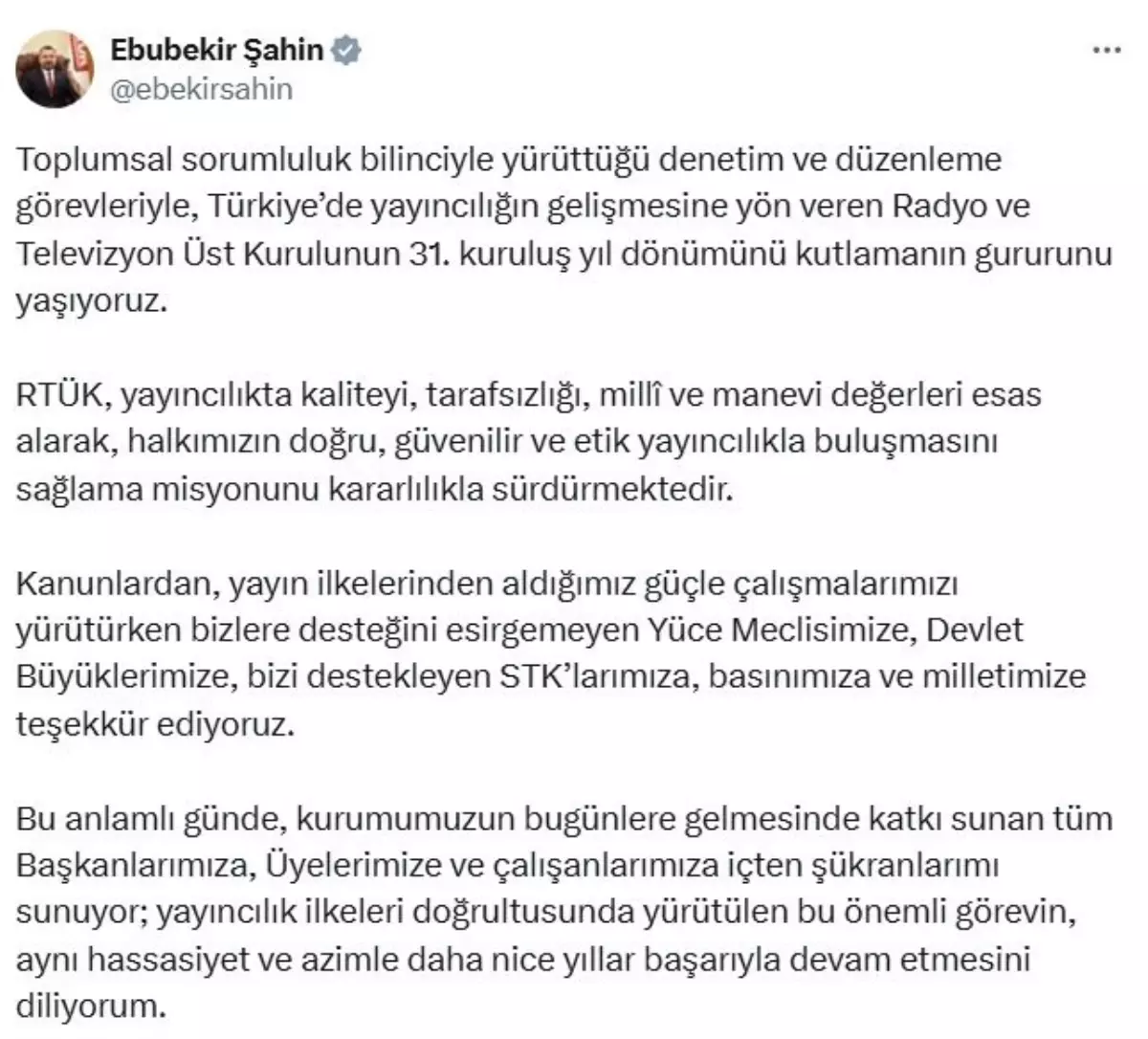 RTÜK'ün 31. Kuruluş Yıl Dönümü Kutlandı