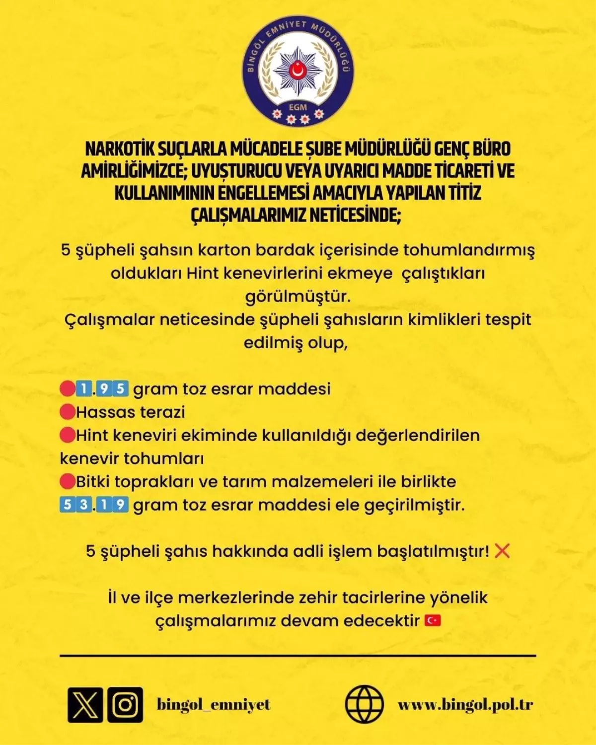 Bingöl'de Hint Keneviri Ekimine Geçit Yok