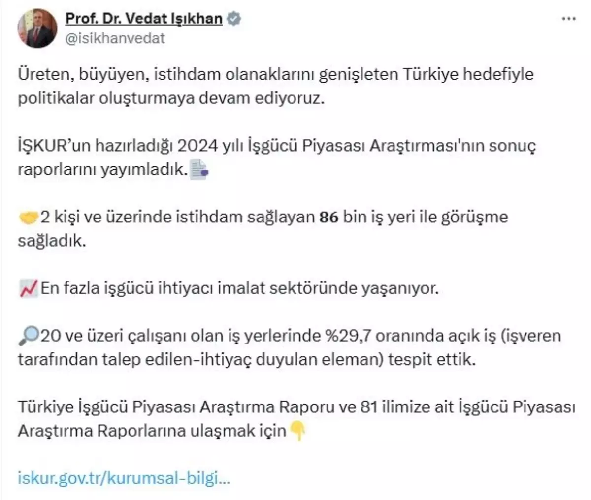 İşgücü Piyasası Araştırması: En Fazla İhtiyaç İmalat Sektöründe