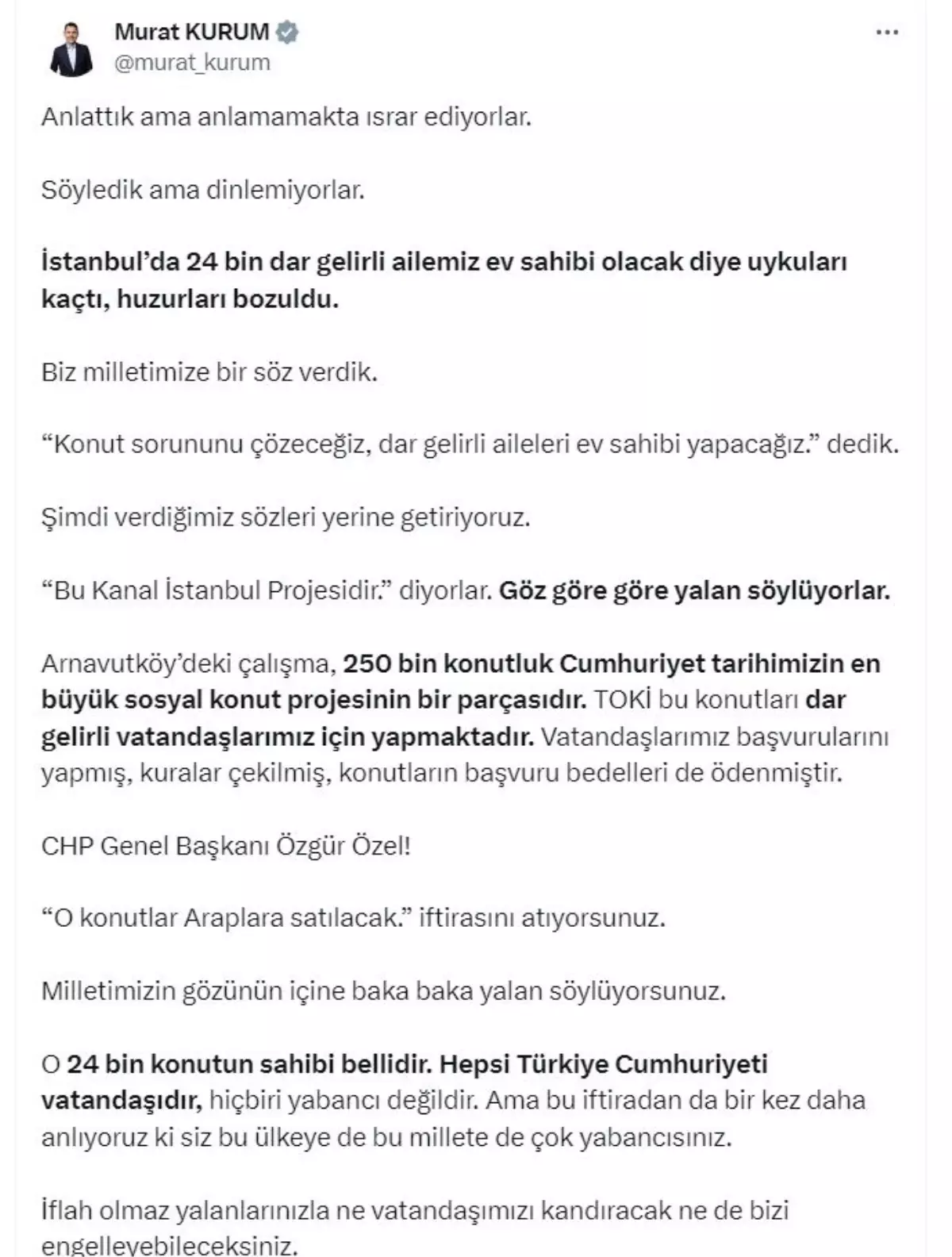 Bakan Kurum'dan Konut Projesi Açıklaması: '24 Bin Aile Ev Sahibi Olacak'