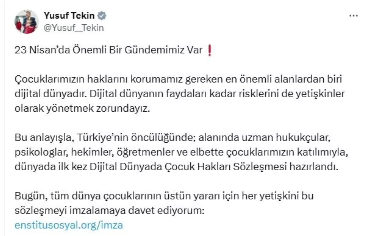 Türkiye, Dijital Dünyada Çocuk Hakları Sözleşmesi'ni Hazırladı