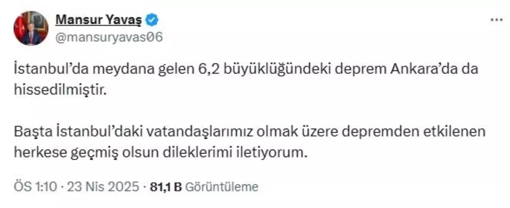 Marmara Denizi'nde 6.2 Büyüklüğünde Deprem