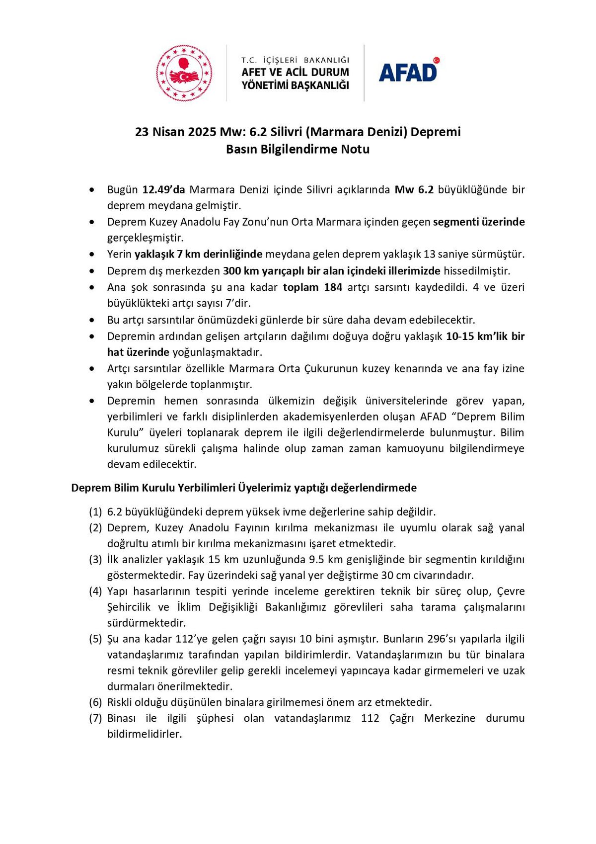 Silivri'de 6.2 Büyüklüğünde Deprem: AFAD'dan Açıklama