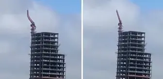 Esenyurt'ta depremin etkisiyle kule vinç havada sallandı! O anlar kameralarda