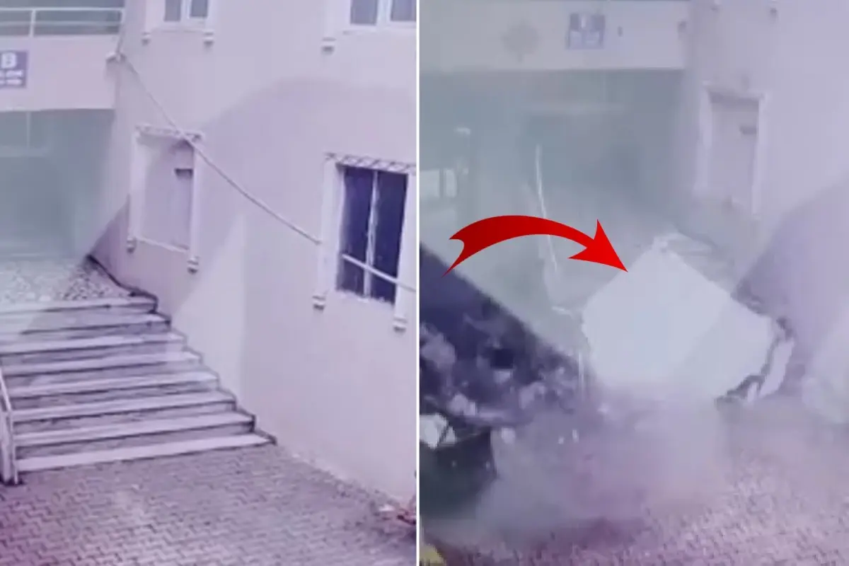 Kumburgaz'da bina duvarlarının yıkılma anı kamerada