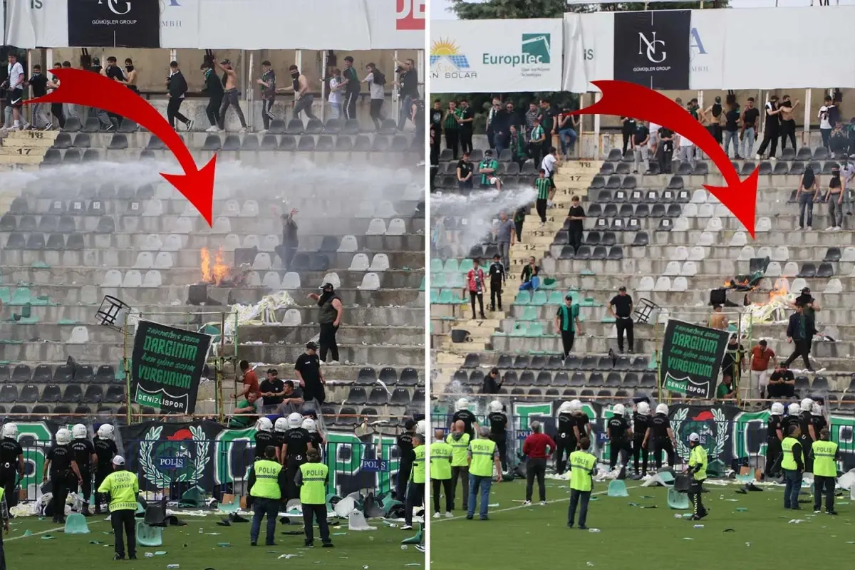 İlk kez amatöre düşen Denizlispor'un taraftarları stadı ateşe verdi