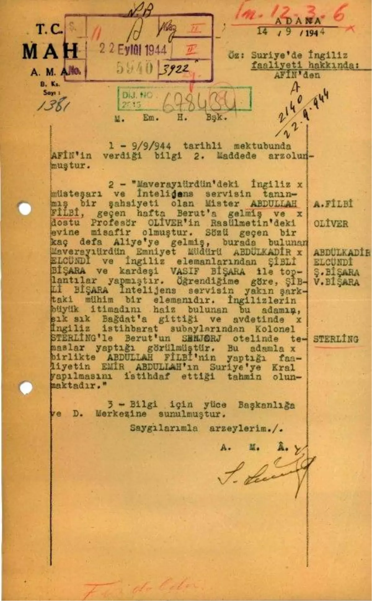 MİT, John Philby'nin Ürdün'deki Faaliyetlerine Dair Tarihi Raporu Yayınladı