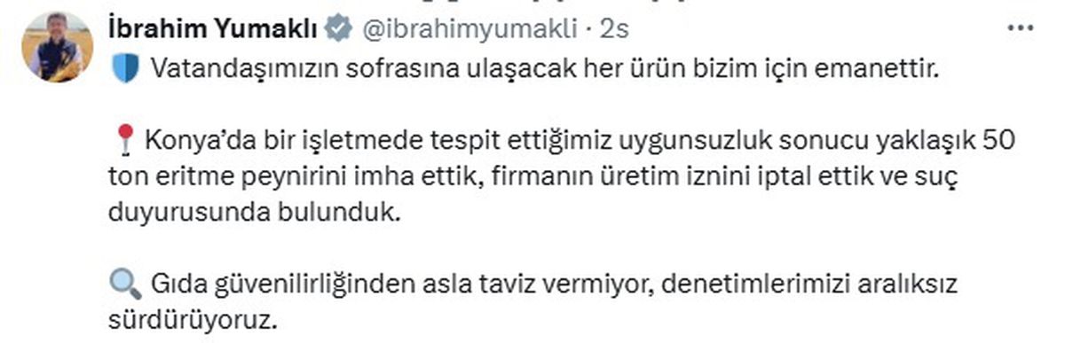 Konya'da Uygunsuzluk Tespit Edildi: 50 Ton Eritme Peyniri İmha Edildi