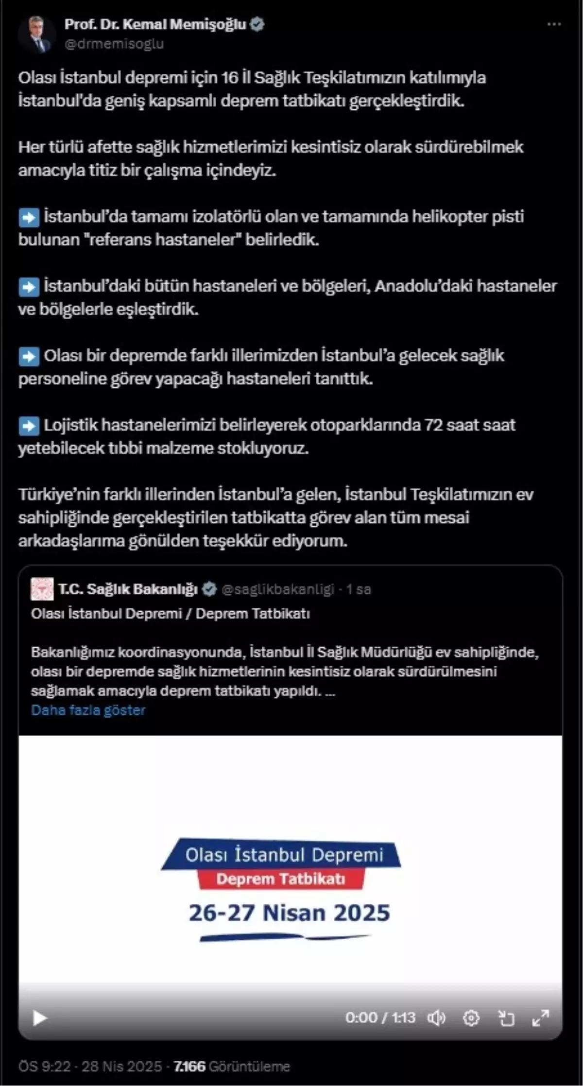 İstanbul'da Olası Deprem İçin Sağlık Tatbikatı Yapıldı
