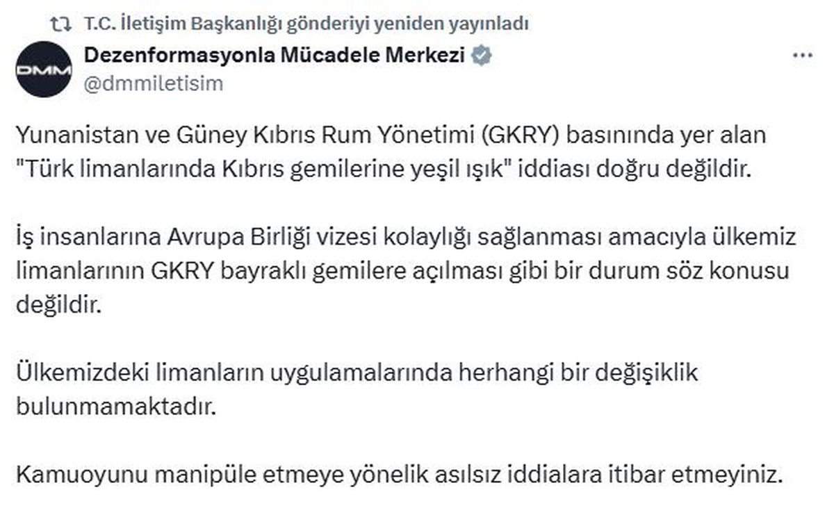 DMM'den Liman İddialarına Yanıt