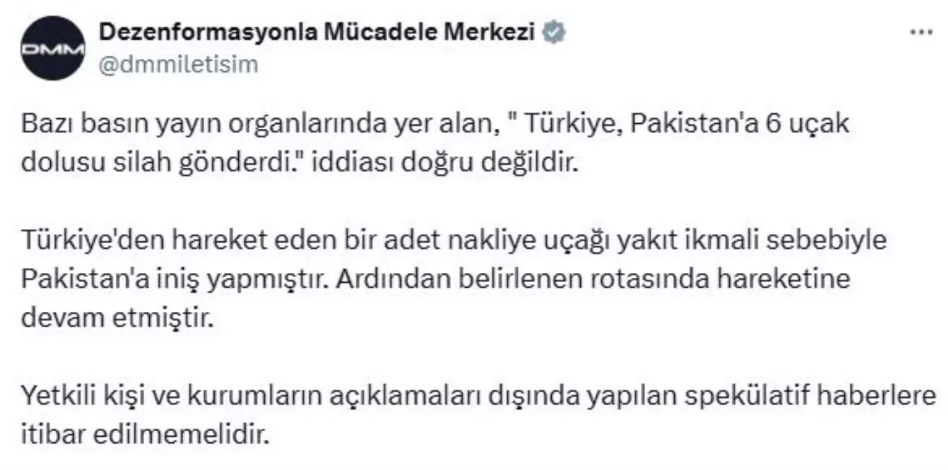 Türkiye, Pakistan'a Silah Gönderdiği İddiasını Yalanladı