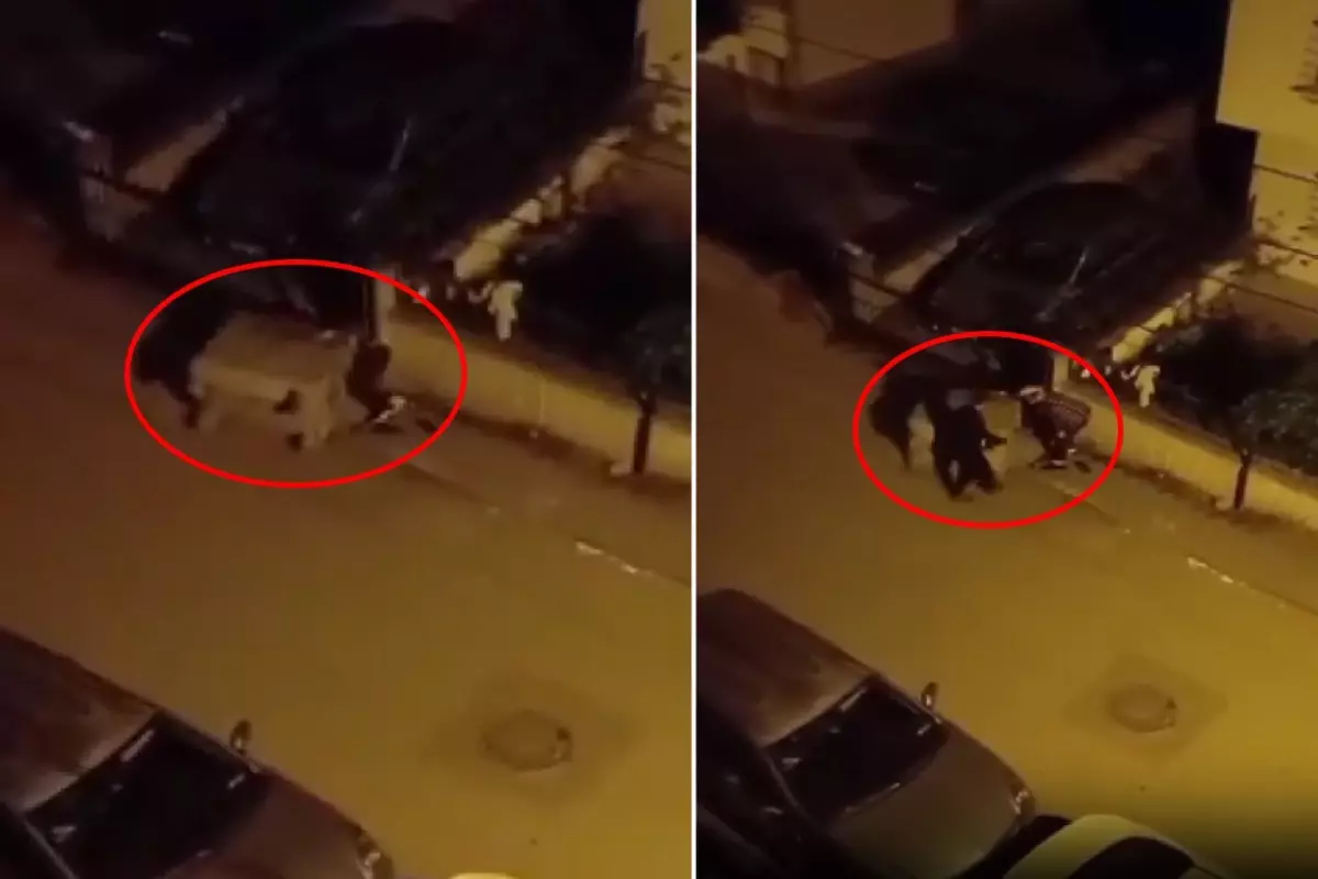 Kağıt toplayan kadının üstüne çöp konteyneri devrildi