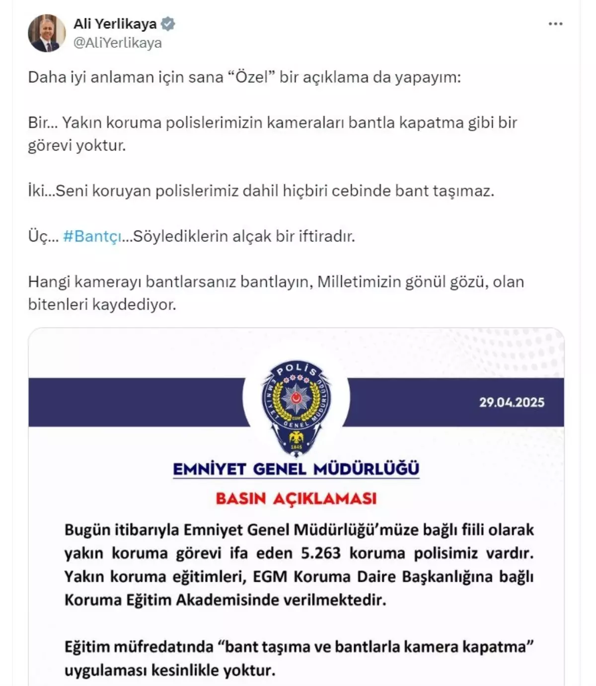 Bakan Yerlikaya'dan Yakın Koruma Polisleriyle İlgili Açıklama