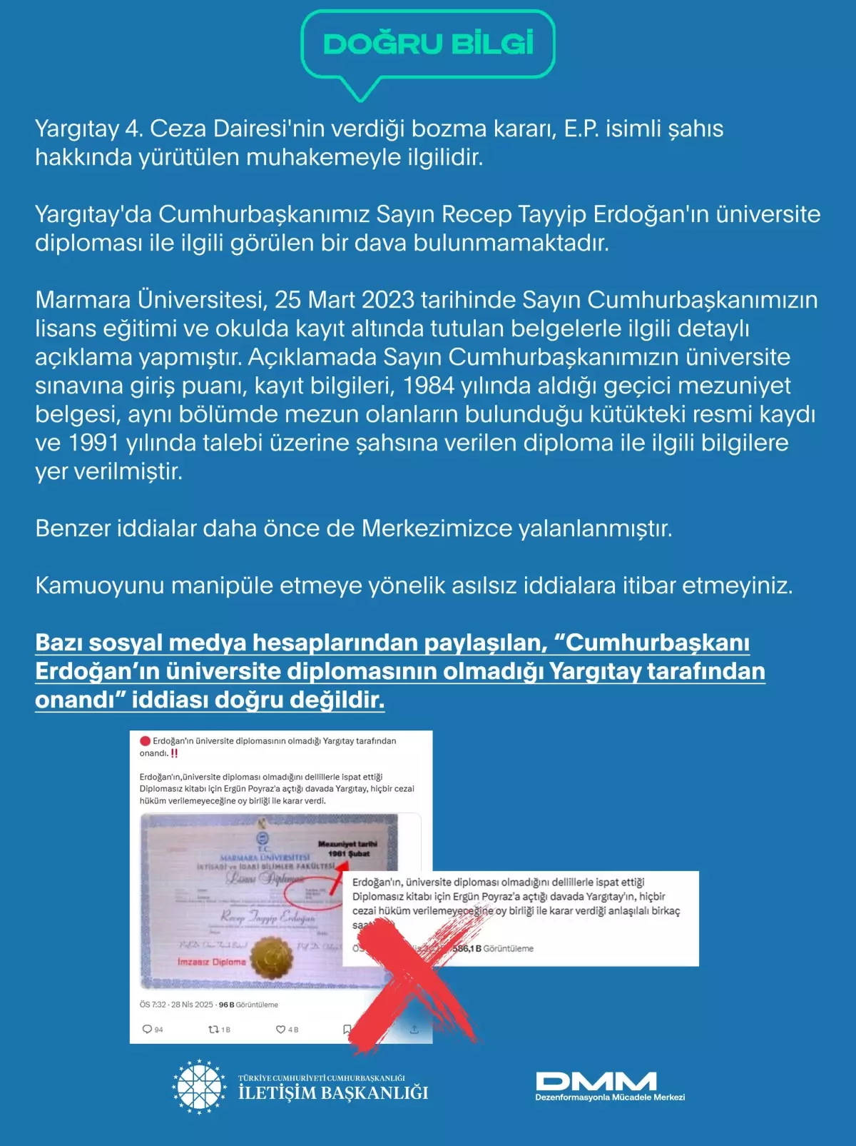 Cumhurbaşkanı Erdoğan'ın Üniversite Diploması İddiaları Yalanlandı