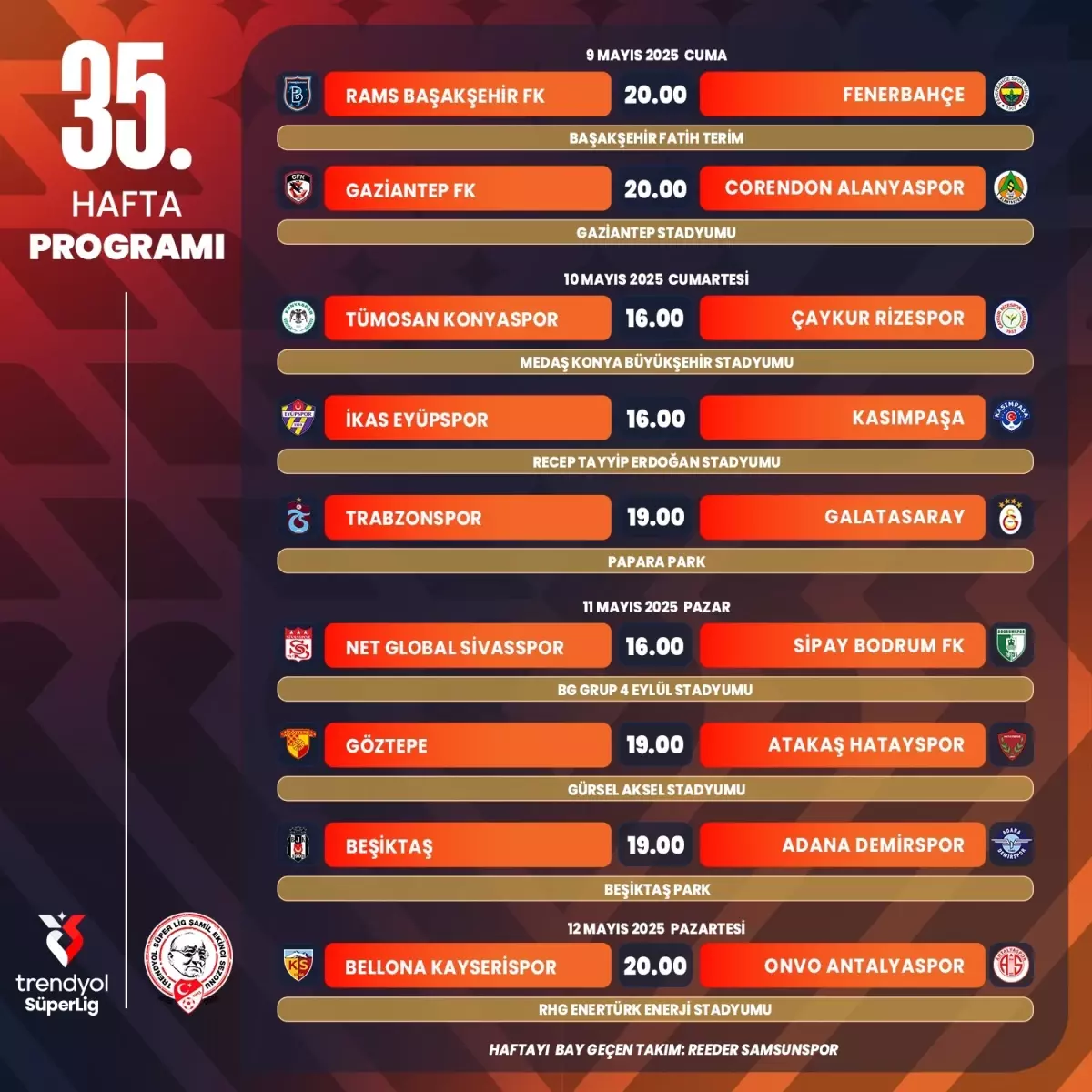 Süper Lig 35. Hafta Programı Belli Oldu