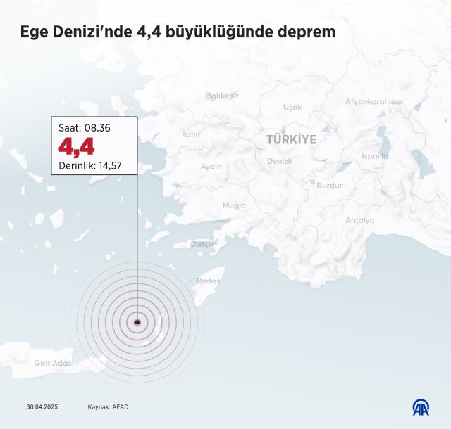 Muğla'nın Datça ilçesinde 4.4 büyüklüğünde deprem