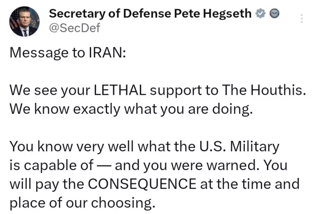 Strong Warning from the US Secretary of Defense to Iran