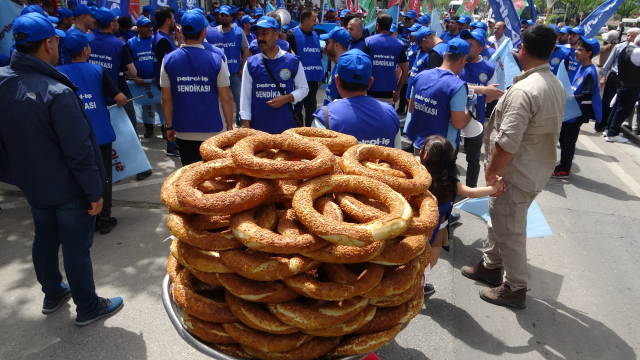 Construction workers in Batman watched the May 1 celebrations while working