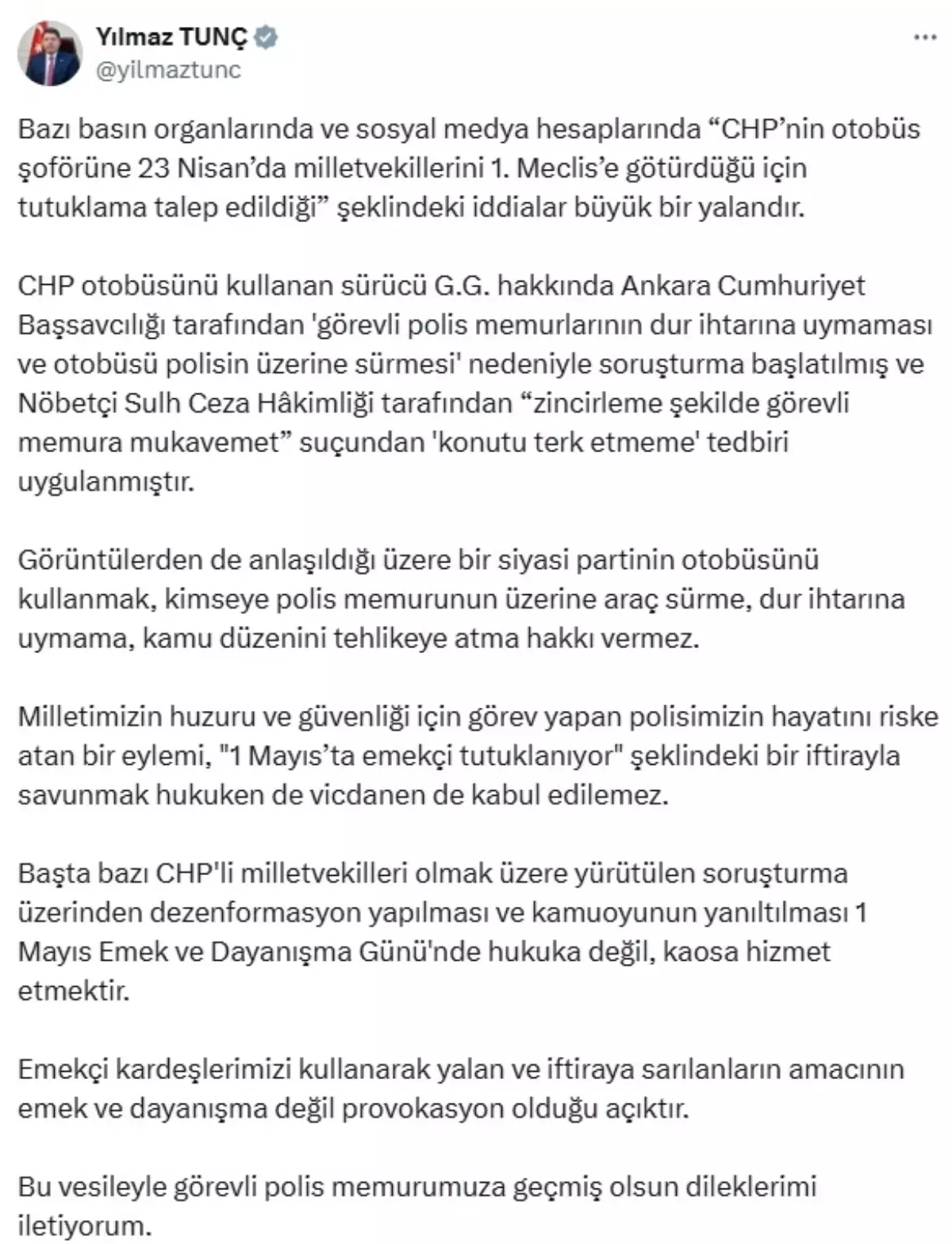 Adalet Bakanı Tunç'tan CHP İddialarına Yanıt