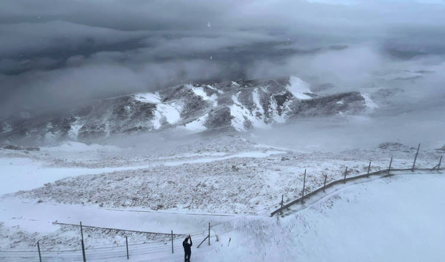 Snowfall Started on Kemer's Tahtalı Mountain