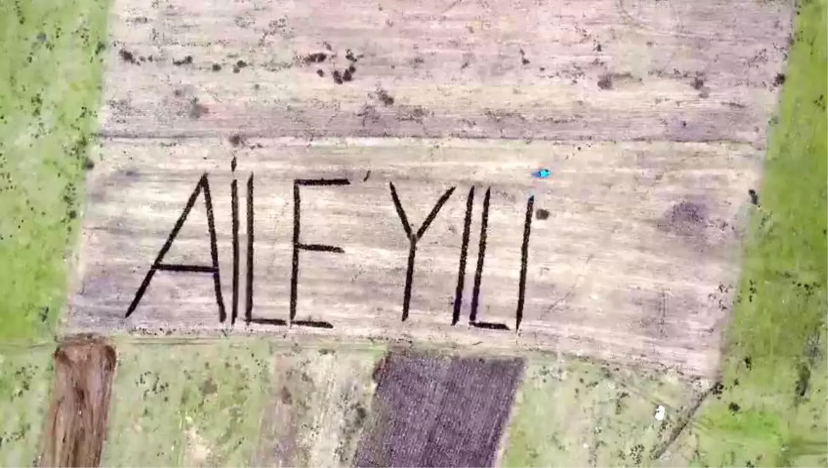 Tarlasına traktörüyle 'Aile Yılı' yazdı