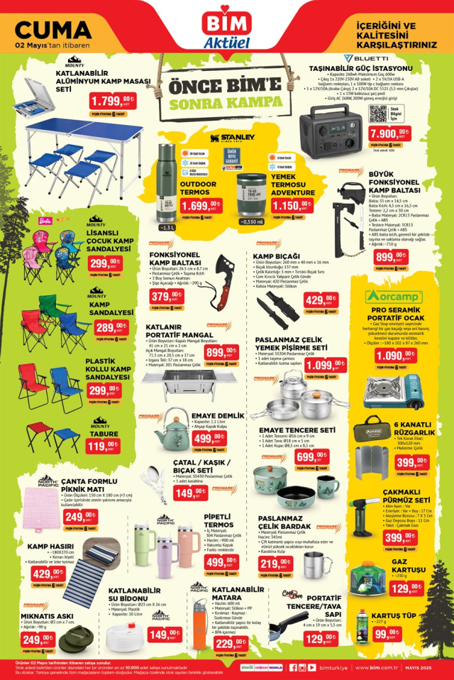 2 Mayıs BİM Aktüel ürünler kataloğu! 2 Mayıs BİM aktüel ürünler neler? BİM 2 Mayıs kamp ürünleri nelerdir?