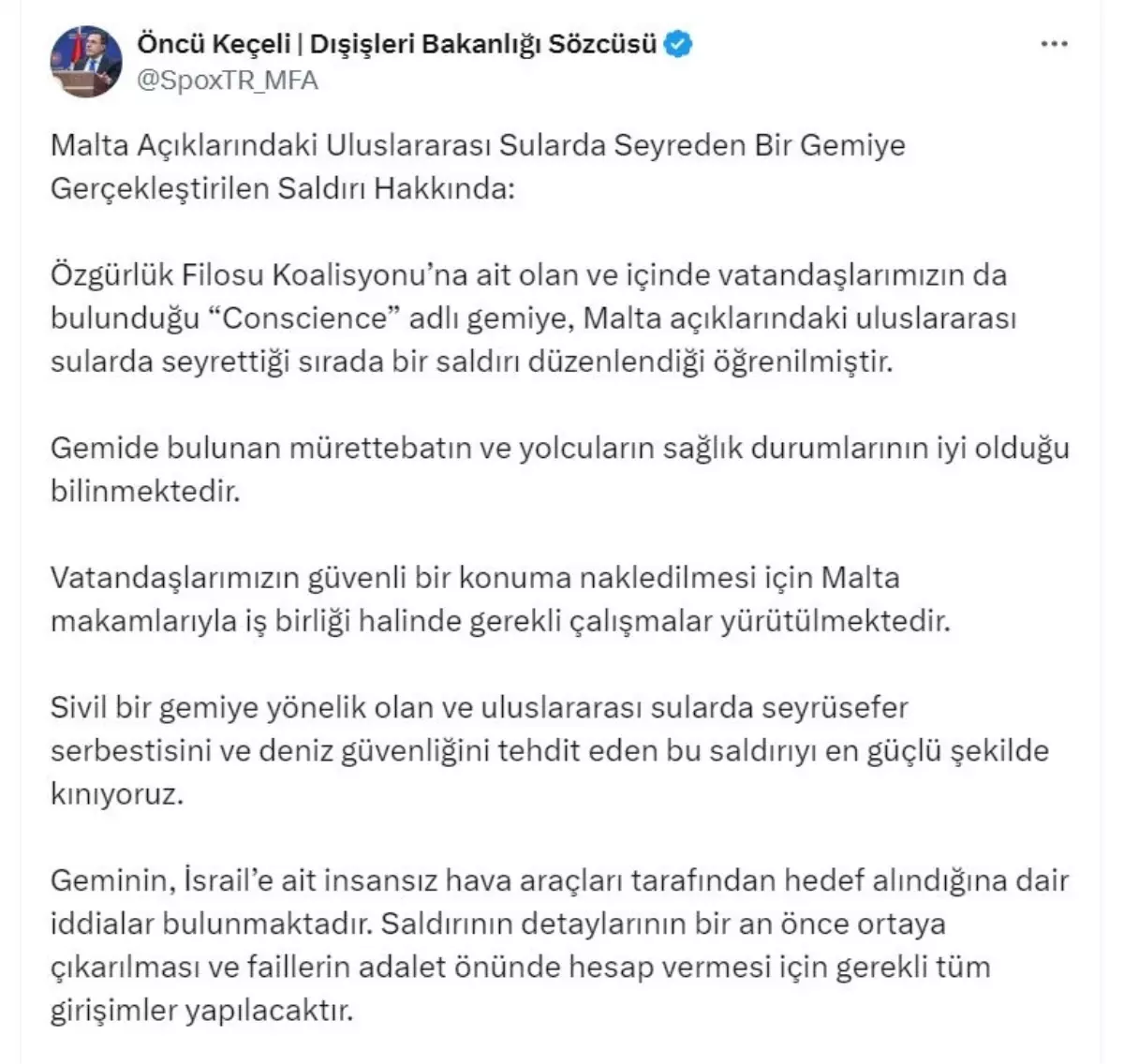 Saldırıya Uğrayan Gemide Türk Vatandaşları da Bulunmakta