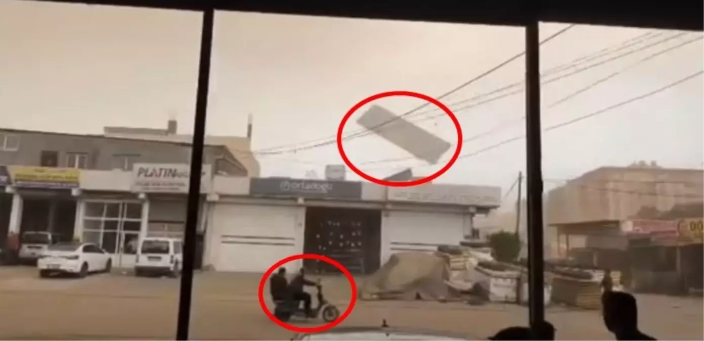 Mardin'de Fırtına Motosikletlilere Korku Dolu Anlar Yaşattı