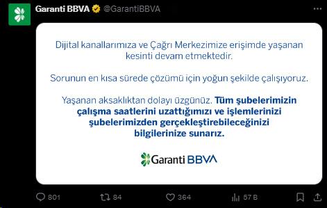 Garanti BBVA mobil uygulamasına erişim sorunu