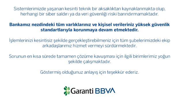 Garanti neden çöktü, Garanti mobile neden 6 saat girilemedi?