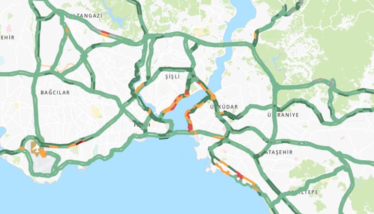 Trafik durumu haritası (CANLI) 2 Mayıs İstanbul'da trafik yoğunluğu yüzde kaç?
