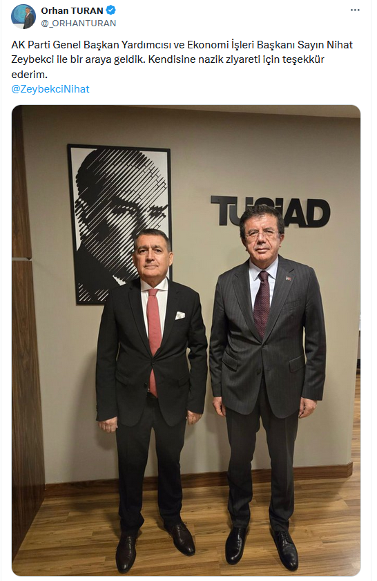TÜSİAD Başkanı Orhan Turan'ı ziyaret eden Zeybekçi'den dikkat çeken sözler TÜSİAD Başkanı Orhan Turan'ı ziyaret eden Zeybekçi'den dikkat çeken sözler