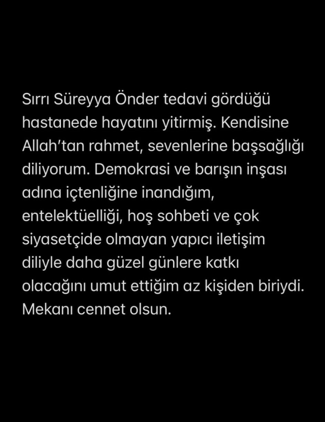 Condolence messages from celebrities after the death of Sırrı Süreyya Önder