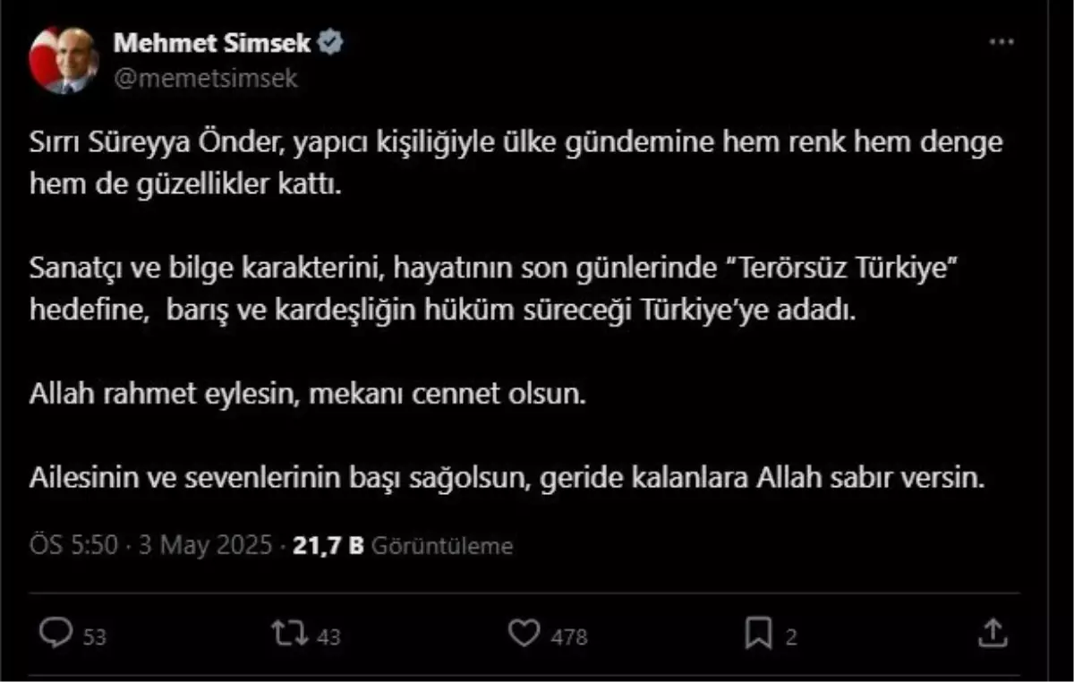 Sırrı Süreyya Önder'e Veda: Barış ve Kardeşlik İçin Bir Söz